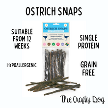 Load image into Gallery viewer, JR Pet Products - Ostrich Snaps - 3.5% Fat Low Fat Pancreatitis diet