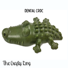 Load image into Gallery viewer, Dental Croc Dog Treats - size Medium - Peanut Butter OR Algae, Fennel, Parsley + Green Tea
