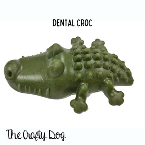 Dental Croc Dog Treats - size Medium - Peanut Butter OR Algae, Fennel, Parsley + Green Tea