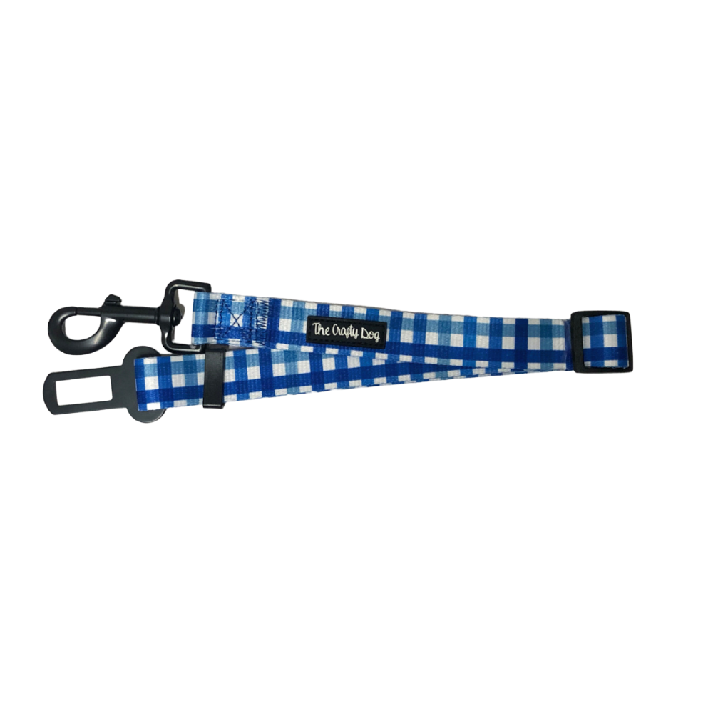 Blueberry Plaid Seat Belt Restraint TheCraftyDogCo