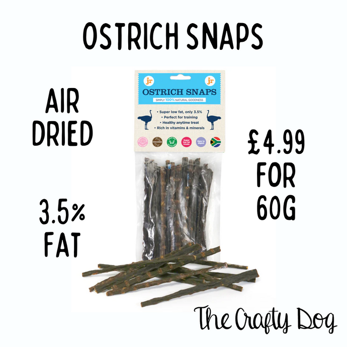 JR Pet Products - Ostrich Snaps - 3.5% Fat Low Fat Pancreatitis diet