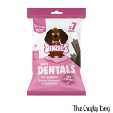 Load image into Gallery viewer, Denzels -  Dentals Small Dogs/Puppies: Salmon, Spearmint &amp; Coconut Oil (7 chews)