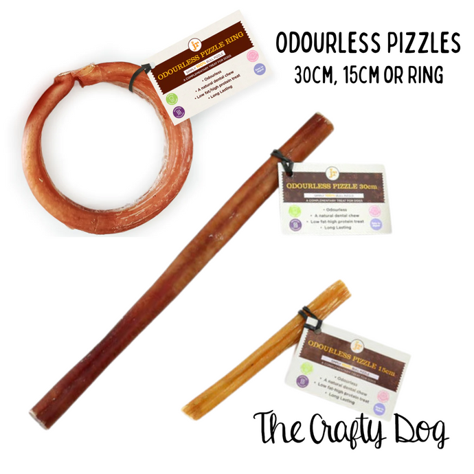 JR Pet Products - Odourless Pizzle - 15cm, 30cm or ring - Natural Chew For Dogs - Dental Treat