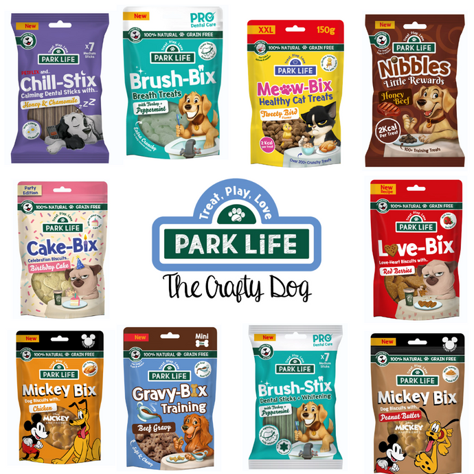 Park Life - Biscuits + Dentals - Peanut Butter, Bacon, Chamomile, Turkey, Birthday Cake!