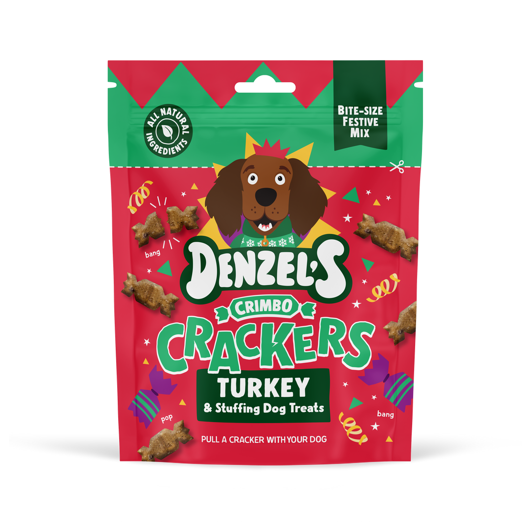 Denzels - Crimbo Crackers - Turkey & Stuffing Dog Treats - 90g