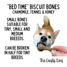 Load image into Gallery viewer, Bed Time Bone Biscuit - 7cm - Chamomile, Honey and Fennel - Vegan &amp; Grain Free