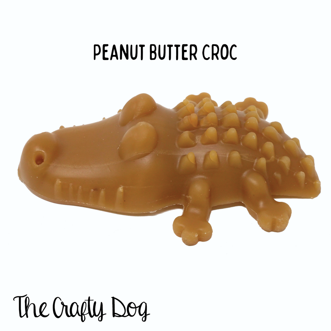 Dental Croc Dog Treats - size Medium - Peanut Butter OR Algae, Fennel, Parsley + Green Tea