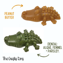 Load image into Gallery viewer, Dental Croc Dog Treats - size Medium - Peanut Butter OR Algae, Fennel, Parsley + Green Tea