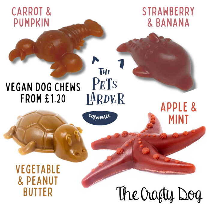 The Pets Larder - Sea Themed Vegan Chews - Dolphin, Turtle, Lobster and Starfish