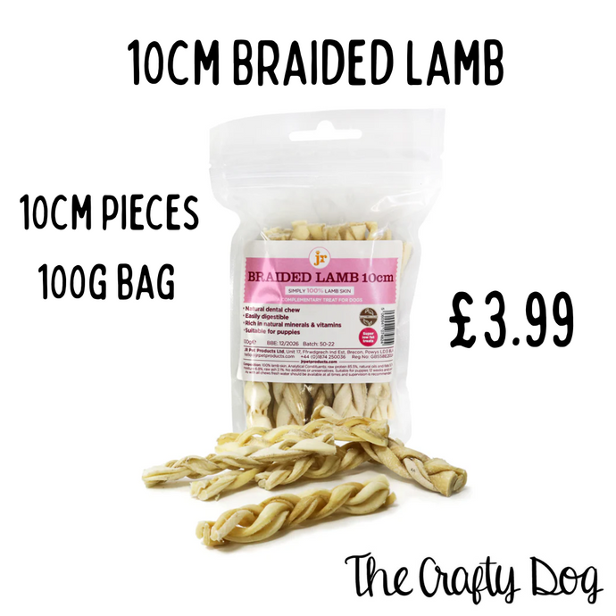 JR Pet Products - 10cm Braided Lamb 100g Bag