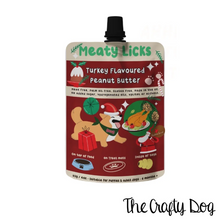 Load image into Gallery viewer, Meaty Licks Peanut Butter Pouches - 113g / 4oz - Beef Steak, Roast Chicken, Roast Turkey, Smokey Bacon, Birthday Cake, Calming, Strawberry Jam &amp; Original Peanut Butter