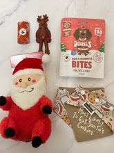 Load image into Gallery viewer, Gift Set ONE - Denzels Bites, Adios Poop Bags, Reindeer Vegan Treats, Santa Toy + Bandana