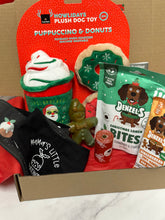 Load image into Gallery viewer, Gift Set THREE - Denzels Bites, Denzels Chews, Adios Poop Bags, Gingerbread Man Vegan Treats, Puppuccino + Donuts Toy + Bandana