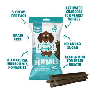 Denzels -    Daily Dentals For Medium Dogs: Chicken, Peppermint & Decaf Green Tea (5 chews)