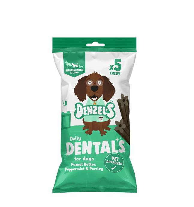 Denzels -   Daily Dentals For Medium Dogs: Peanut Butter, Peppermint & Parsley [v] (5 chews)